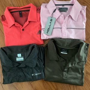 Mens XL golf shirts 3 used, 1 new with tags Adidas, Nike, Columbia and Hollas